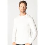 Tudors Erkek Standart Fit Normal Kesim Bisiklet Yaka Beyaz Triko Kazak - XL