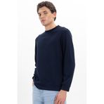 Tudors Erkek Standart Fit Normal Kesim Uzun Kollu Ekstra Soft Modal Kumaş Bisiklet Yaka Lacivert Sweatshirt