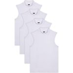 Tudors Kadın 4'lü Paket Beyaz Regular Fit Viskon Kumaş Balıkçı Yaka Sıfır Kol Bluz - XL