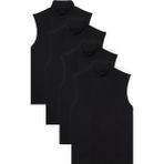 Tudors Kadın 4'lü Paket Siyah Regular Fit Kesim Viskon Kumaş Balıkçı Yaka Sıfır Kol Bluz - XL