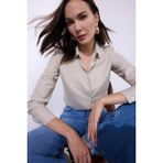 Tudors Kadın Açık Bej Slim Fit Dar Kesim Uzun Kollu Basic Gömlek Günlük Kullanım İçin Şık Tasarım