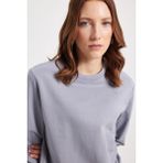 Tudors Kadın Oversize Geniş Kesim %100 Pamuk 2 İplik Bisiklet Yaka Açık Gri Sweatshirt