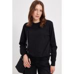 Tudors Kadın Oversize Geniş Kesim %100 Pamuk 2 İplik Bisiklet Yaka Siyah Sweatshirt