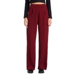 Tudors Kadın Regular Fit Klasik Kesim Cırt Kapamalı Geniş Paça Bordo Pantolon - 40