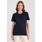 Tudors Kadın Slim Fit Dar Kesim %100 Pamuk Yumuşak Dokulu Lacivert V Yaka Tişört
