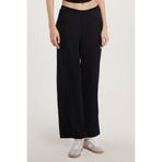 Tudors Kadın Slim Fit Dar Kesim Beli Lastikli Palazzo Geniş Paça Siyah Pantolon