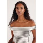 Tudors Kadın Slim Fit Dar Kesim Çizgili Straplez Bluz