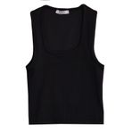 Tudors Kadın Slim Fit Dar Kesim Kalın Askılı Kare Yaka Siyah Atlet Bluz