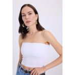 Tudors Kadın Slim Fit Dar Kesim Pamuklu Straplez Bluz,Beyaz Xl