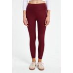 Tudors Kadın Slim Fit Dar Kesim Scuba Kumaş Beli Lastikli Bordo Tayt