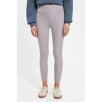 Tudors Kadın Slim Fit Dar Kesim Scuba Kumaş Beli Lastikli Gri Tayt