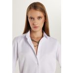 Tudors Kadın Slim Fit Dar Kesim Vucüda Oturan Uzun Kollu Beyaz Basic Gömlek