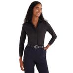 Tudors Kadın Slim Fit Dar Kesim Vucüda Oturan Uzun Kollu Gizli Düğme Detaylı Basic Gömlek,Siyah Xl