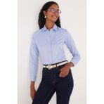 Tudors Kadın Slim Fit Dar Kesim Vucüda Oturan Uzun Kollu Gizli Düğme Detaylı Mavi Basic Gömlek - XS