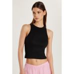 Tudors Kadın Slim Fit Halter Yaka Modal Kumaş Siyah Body Atlet