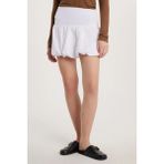Tudors Kadın Slim Fit Pamuklu Lastikli Balon Mini Boy Beyaz Etek - 40