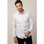 Tudors MD220009-700 Modern Slim Fit Pamuklu Kolay Ütü Armürlü Erkek Beyaz Gömlek