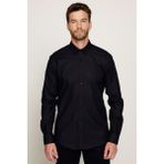 Tudors Modern Fit Uzun Kollu %100 Pamuk Armürlü Premium Erkek Siyah Gömlek - 2XL
