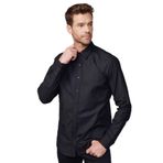 Tudors Modern Fit Uzun Kollu%100 Pamuk Armürlü Premium Erkek Gömlek,Siyah S 2007004125768