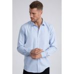Tudors Modern Slim Fit Dar Kesim Armürlü Erkek Gömlek - Mavi