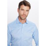 Tudors Modern Slim Fit Düz Saten Pamuklu Erkek Mavi Gömlek - XL