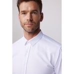 Tudors Modern Slim Fit Pamuklu Kolay Ütü Armürlü Beyaz Erkek Gömlek