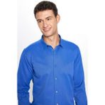 Tudors Modern Slim Fit Pamuklu Kolay Ütü Armürlü Erkek Gömlek - Saks Mavi - 2XL
