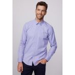 Tudors Modern Slim Fit Pamuklu Kolay Ütü Armürlü Mavi Erkek Gömlek
