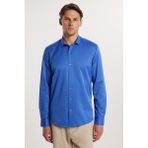 Tudors Modern Slim Fit Uzun Kollu Düz Saten Pamuklu Erkek Sax Mavi Gömlek - Saks - 2XL