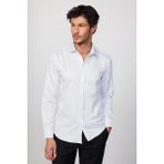 Tudors Modern Slim Fit Uzun Kollu Pamuklu Kolay Ütü Armürlü Beyaz Erkek Gömlek