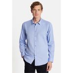 Tudors Modern Slim Fit Uzun Kollu Pamuklu Kolay Ütü Armürlü Mavi Erkek Gömlek,Mavi1 Xl