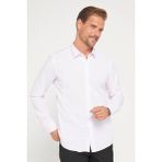 Tudors Modern Slim Fit Uzun Kollu Pamuklu Kolay Ütü Armürlü Pembe Erkek Gömlek
