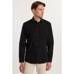 Tudors Modern Slim Fit Uzun Kollu Pamuklu Kolay Ütü Erkek Siyah Gömlek