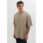 TUDORS Oversize Geniş Kesim%100 Pamuk Yumuşak Dokulu Basic Bisiklet Yaka Tişört, M, TS240021-11, Bej, Erkek