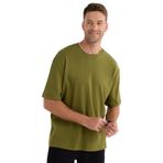TUDORS Oversize Geniş Kesim%100 Pamuk Yumuşak Dokulu Basic Bisiklet Yaka Tişört, M, TS240021-SPH, Haki, Erkek