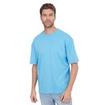 TUDORS Oversize Geniş Kesim%100 Pamuk Yumuşak Dokulu Basic Bisiklet Yaka Tişört, M, TS240021-SPH, Mavi, Erkek