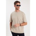 TUDORS Oversize Geniş Kesim%100 Pamuk Yumuşak Dokulu Basic Bisiklet Yaka Tişört, S, TS240021-11, Taş, Erkek