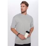 TUDORS Oversize Geniş Kesim%100 Pamuk Yumuşak Dokulu Basic Bisiklet Yaka Tişört, XL, TS240021-11, Gri, Erkek