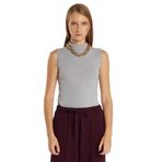 TUDORS Regular Fit Klasik Kesim Viskon Kumaş Balıkçı Yaka Sıfır Kol Bluz, M, BYGM2542, Açık Gri, Kadın