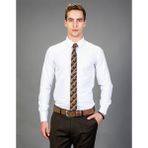 Tudors Slim Fit Armürlü Kravatlık, Beyaz Erkek Gömlek - XL