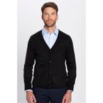 Tudors Slim Fit Dar Kesim Düğmeli Düz Tüylenmeyen Yumuşak Dokulu Erkek Hırka - Siyah