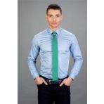 Tudors Slim Fit Dar Kesim Düz Saten Erkek Gömlek