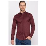 Tudors Slim Fit Dar Kesim Likralı Düz Saten Erkek Gömlek