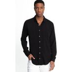 Tudors Slim Fit Dar Kesim Uzun Kol Dökümlü Viskon Şık Erkek Gömlek - Tudors - Siyah