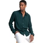 Tudors Slim Fit Dar Kesim Uzun Kol Dökümlü Viskon Şık Erkek Gömlek - Tudors10 - XL - Yeşil