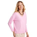 TUDORS Slim Fit Dar Kesim Viskonlu Kumaş V Yaka Bluz, XS-S, BYGM2579, Pembe, Kadın