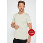 TUDORS Slim Fit Dar Kesim%100 Pamuk Yumuşak Dokulu Renk Bisiklet Yaka Tişört, S, ST240001-01, Taş, Erkek