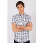 Tudors Slim Fit Kısa Kol Ekose Çift Cep Kapaklı Teksas Model Erkek Gömlek