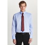 Tudors Slim Fit Mavi Non-Iron %100 Pamuk Doğa Dostu Ekoteks Belgeli Ütü Gerektirmez Gömlek - 2XL