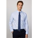 Tudors Slim Fit Mavi Non-Iron %100 Pamuk Doğa Dostu Ekoteks Belgeli Ütü Gerektirmez Gömlek